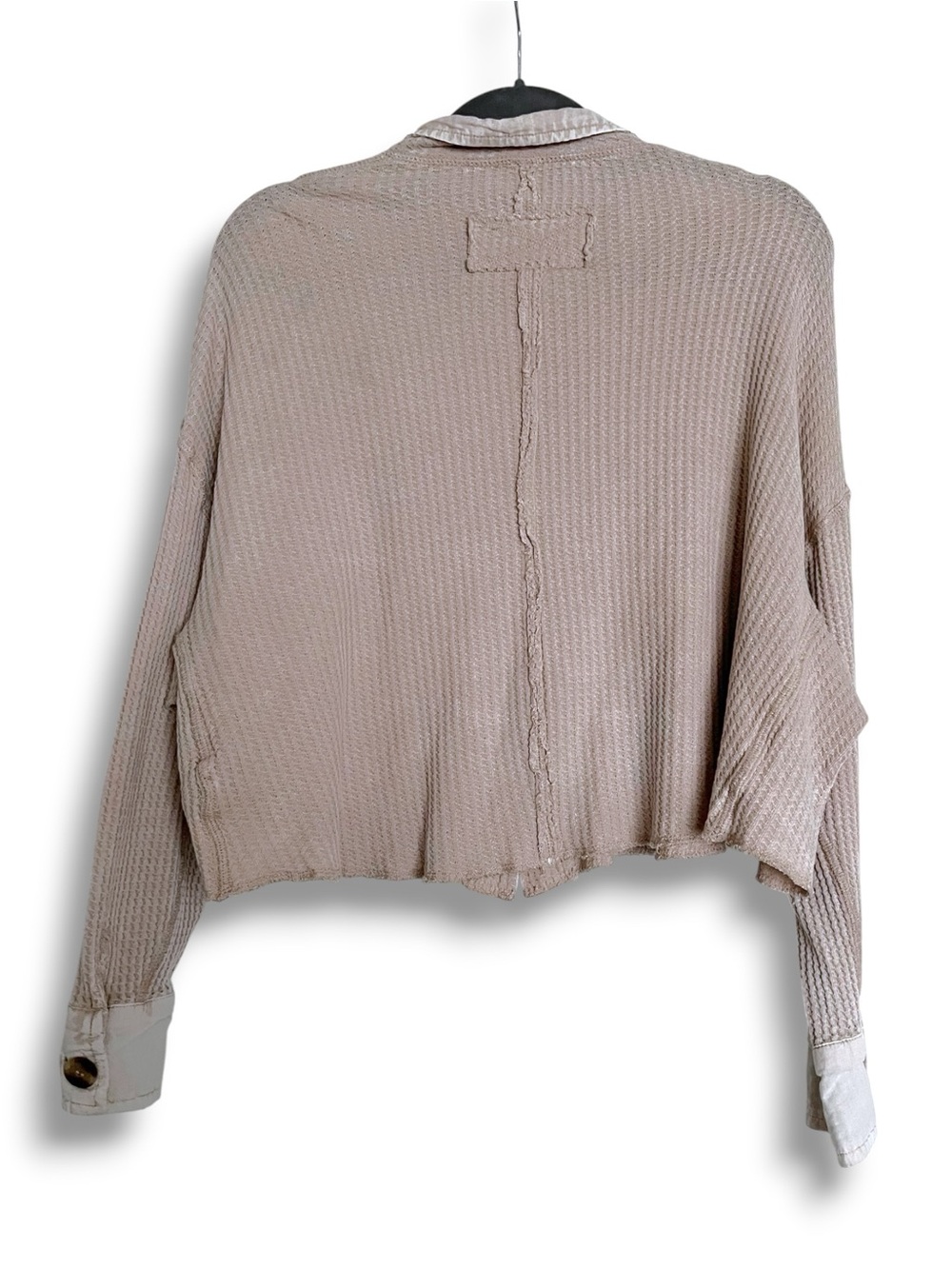 Zenana Boutique Waffle Cropped Button Shacket Small/Medium - Picture 3 of 6
